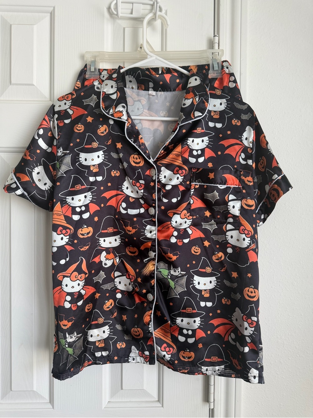 Hello Kitty Black & Orange Halloween Silk PJ Set